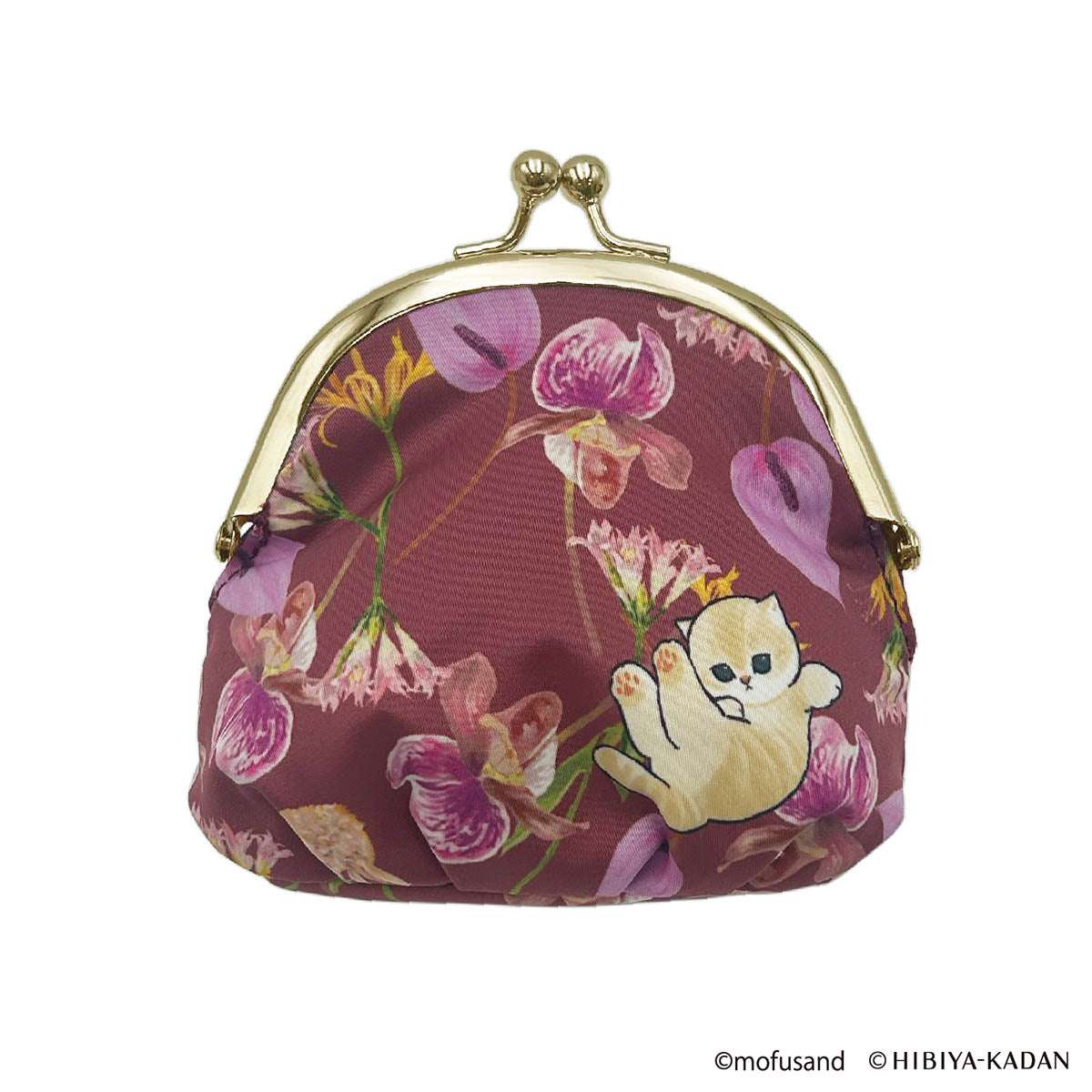 mofusand × 日比谷花壇 柔軟口金包(紅色) mofusand×日比谷花壇 ふんわりがま口ポーチ(レッド)