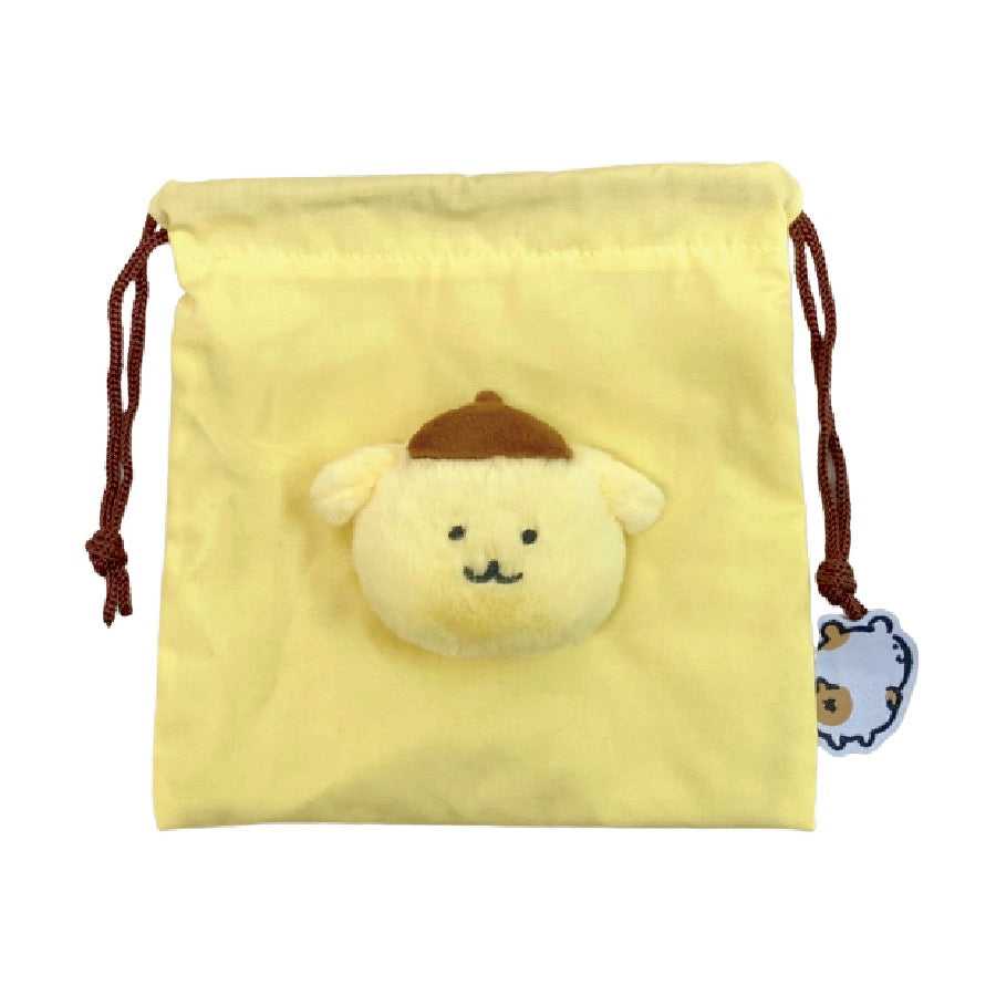 長野 x 三麗鷗角色 鑽孔纏繞（蓬鬆蛋白） ナガノ×サンリオキャラクターズ ボアフェイス巾着（ポムポムプリン）