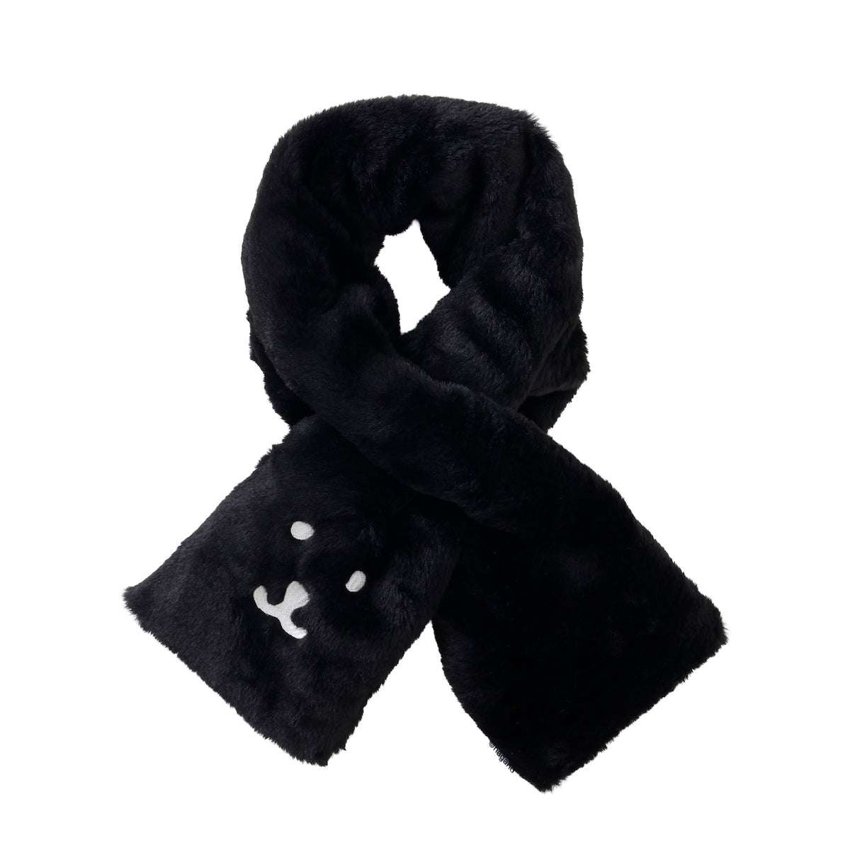 Nagano Characters 毛絨圍巾 自嘲熊臉 黑色 ナガノキャラクターズ ファーマフラー くまフェイス ブラック