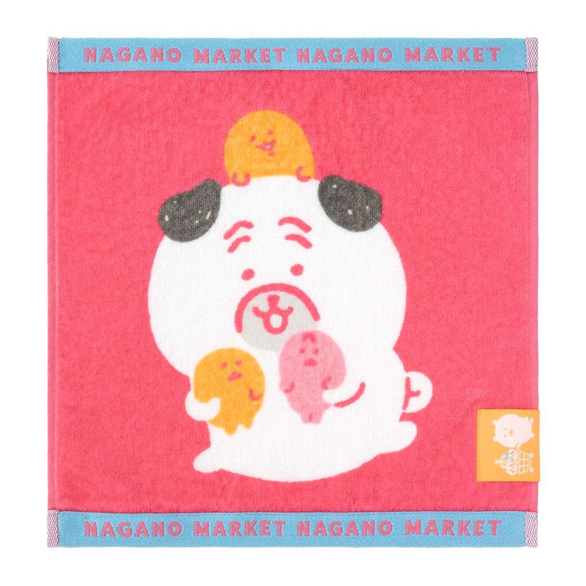 Nagano Characters 带颜色的家用手毛巾（帕格和鼴鼠炸丸子） ナガノキャラクターズ カラーなヘム付きハンドタオル（パグともぐらコロッケ）