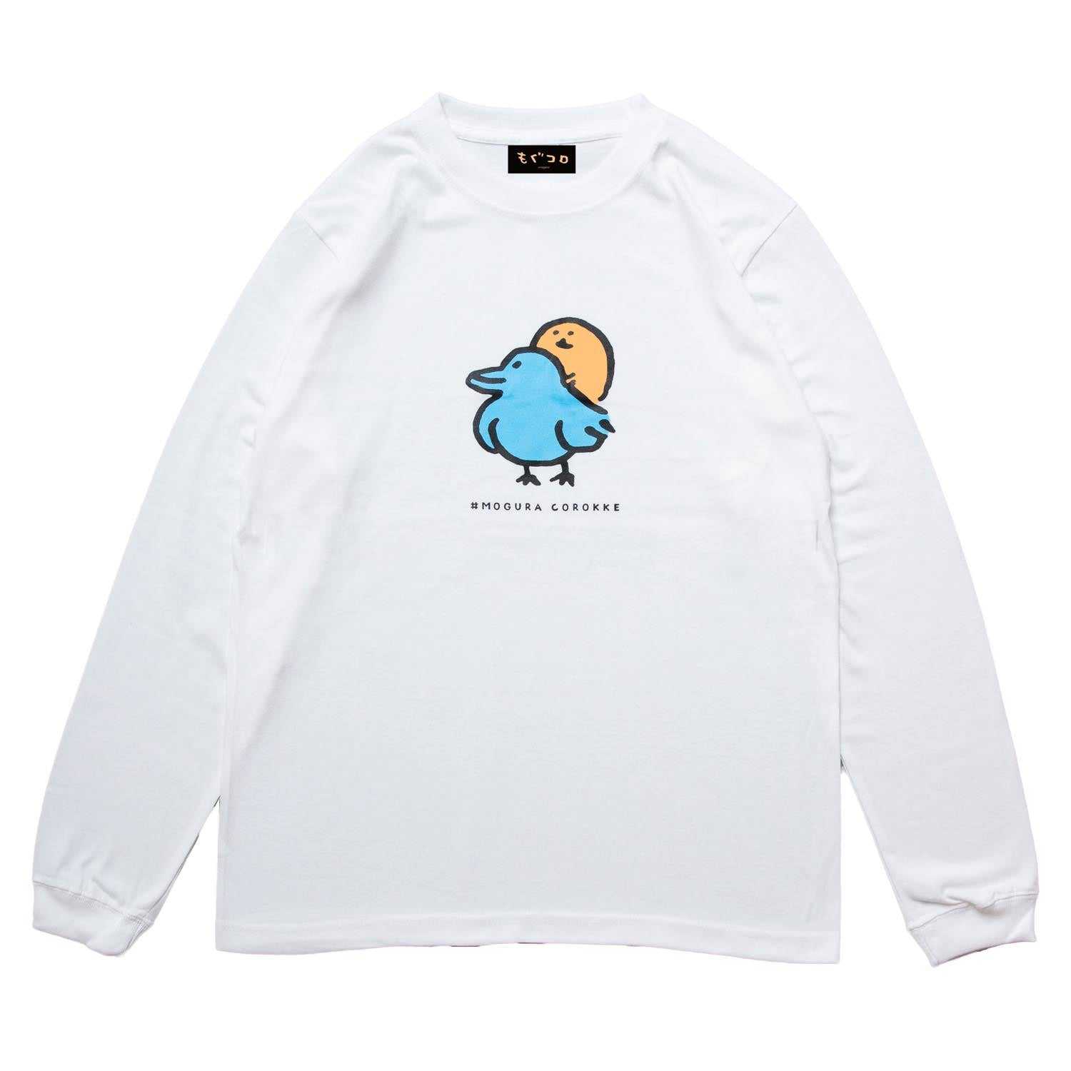 鼴鼠炸丸子 l/s t襯衫藍鳥白色 もぐらコロッケ L/S Tシャツ 青い鳥 ホワイト