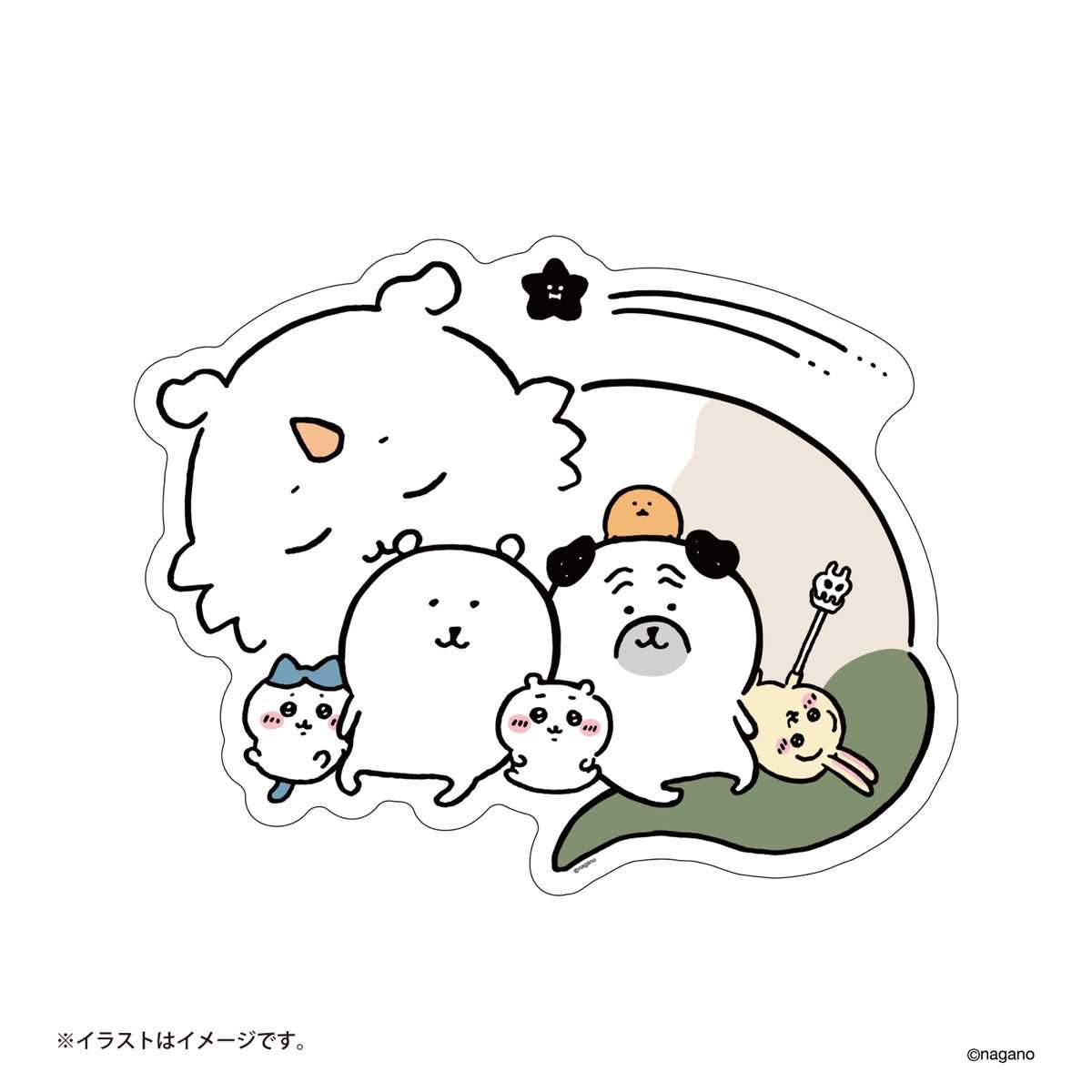 長野角色牆貼紙（黑色射擊星和所有人） ナガノキャラクターズ ウォールステッカー（黒い流れ星とみんな）