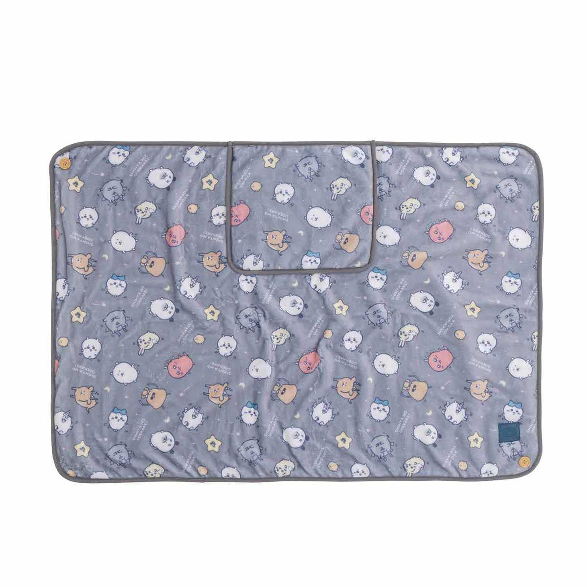 長野角色溫暖的3way毯子（灰色） ナガノキャラクターズ あったか収納ポケット付き3WAYブランケット（グレー）