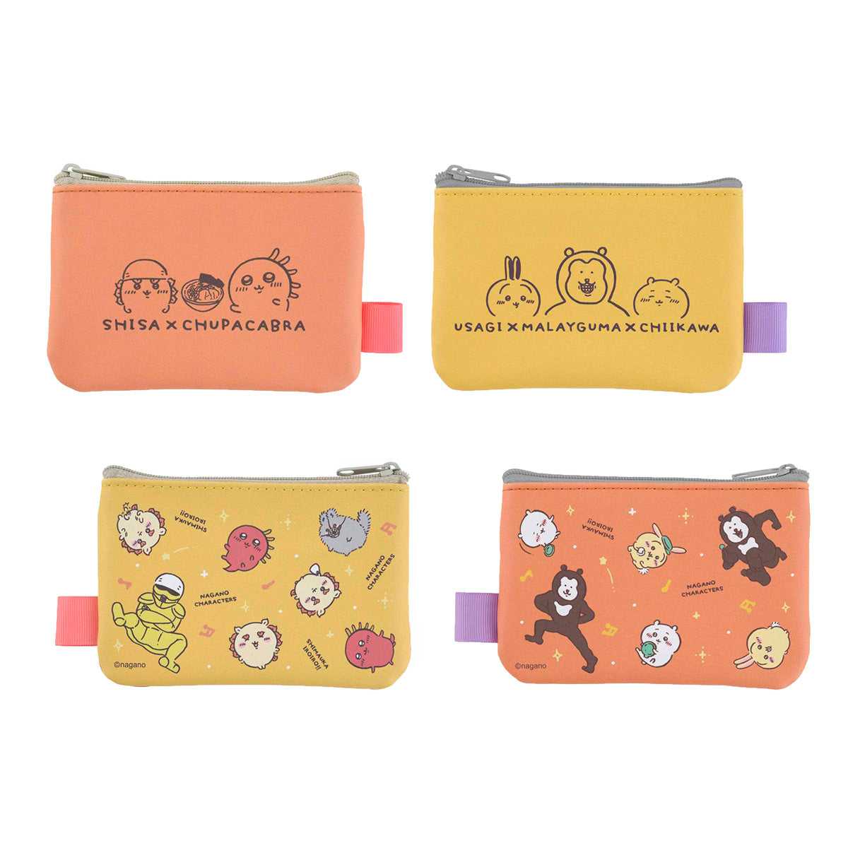 長野字符2個小袋（橙色x黃色） ナガノキャラクターズ 2個セットポーチ（オレンジ×イエロー）