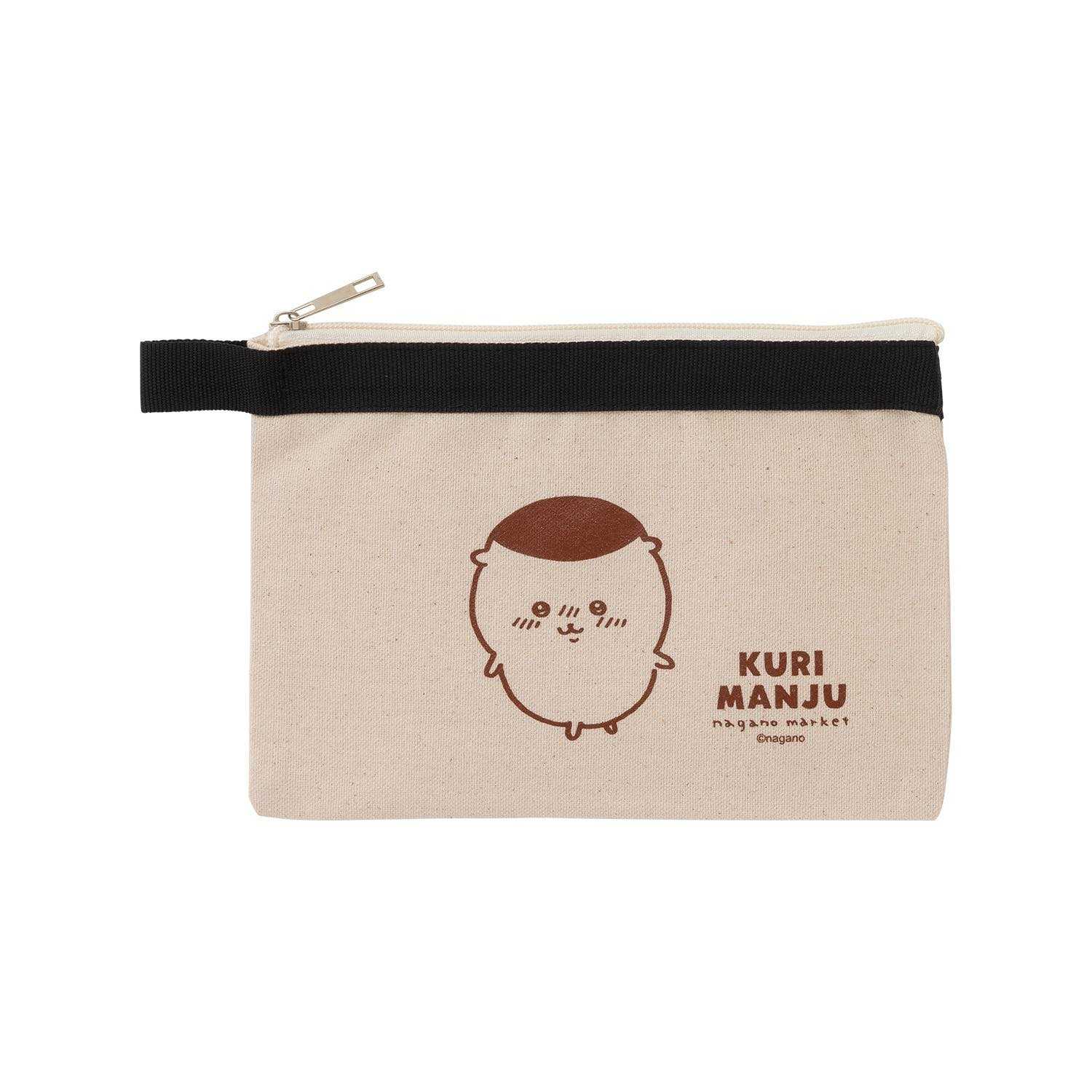長野市場一個顏色的扁平袋（栗子饅頭） ナガノマーケット ワンカラーフラットポーチ（くりまんじゅう）
