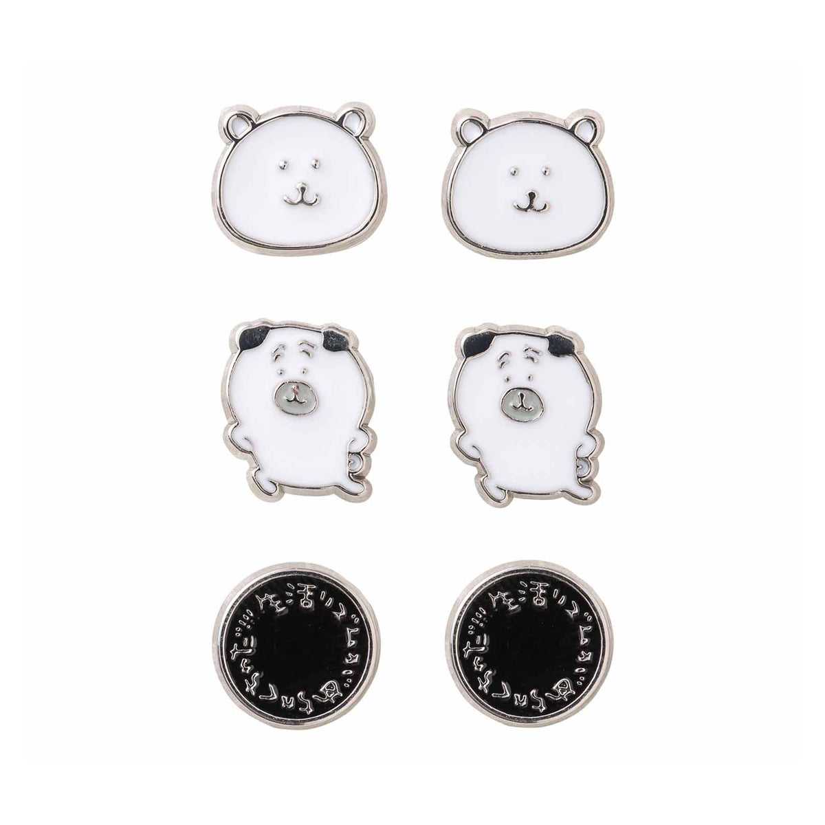 長野市場3片耳環（銀） ナガノマーケット 3個セットピアス（シルバー）