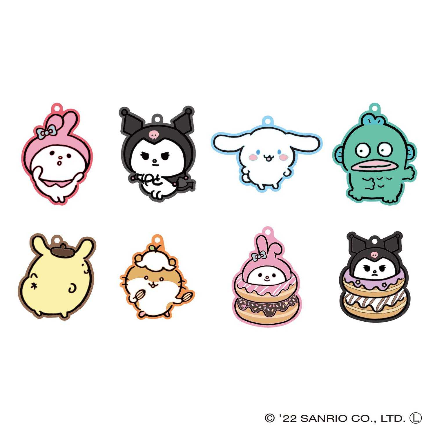 長野 x 三麗鷗角色 所有8種類型的交易橡膠鑰匙扣 ナガノ×サンリオキャラクターズ トレーディングラバーキーホルダー 全8種