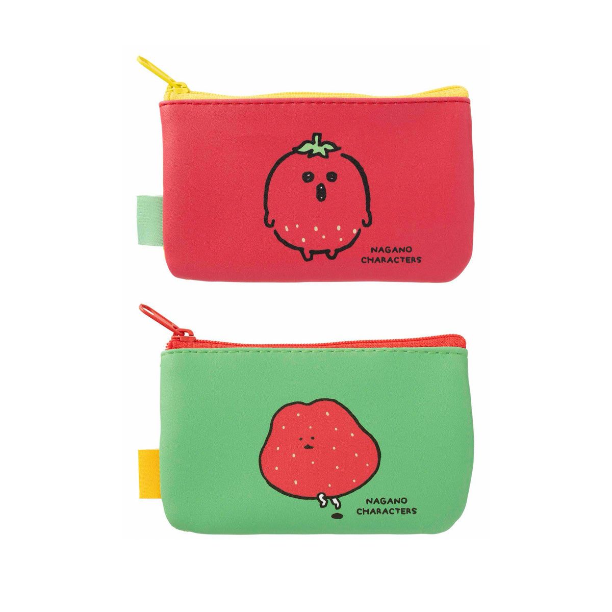 長野角色單側網格2個小袋（草莓卷） ナガノキャラクターズ 片面メッシュな2個セットポーチ（いちごコロッケ）