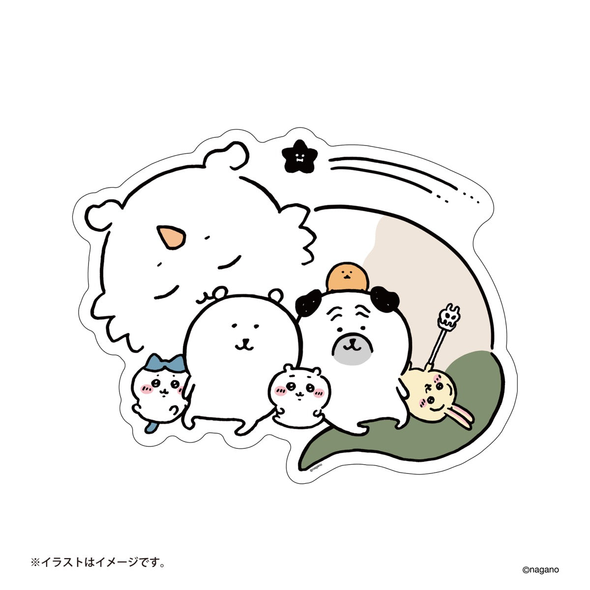 長野角色牆貼紙（黑色射擊星和所有人） ナガノキャラクターズ ウォールステッカー（黒い流れ星とみんな）