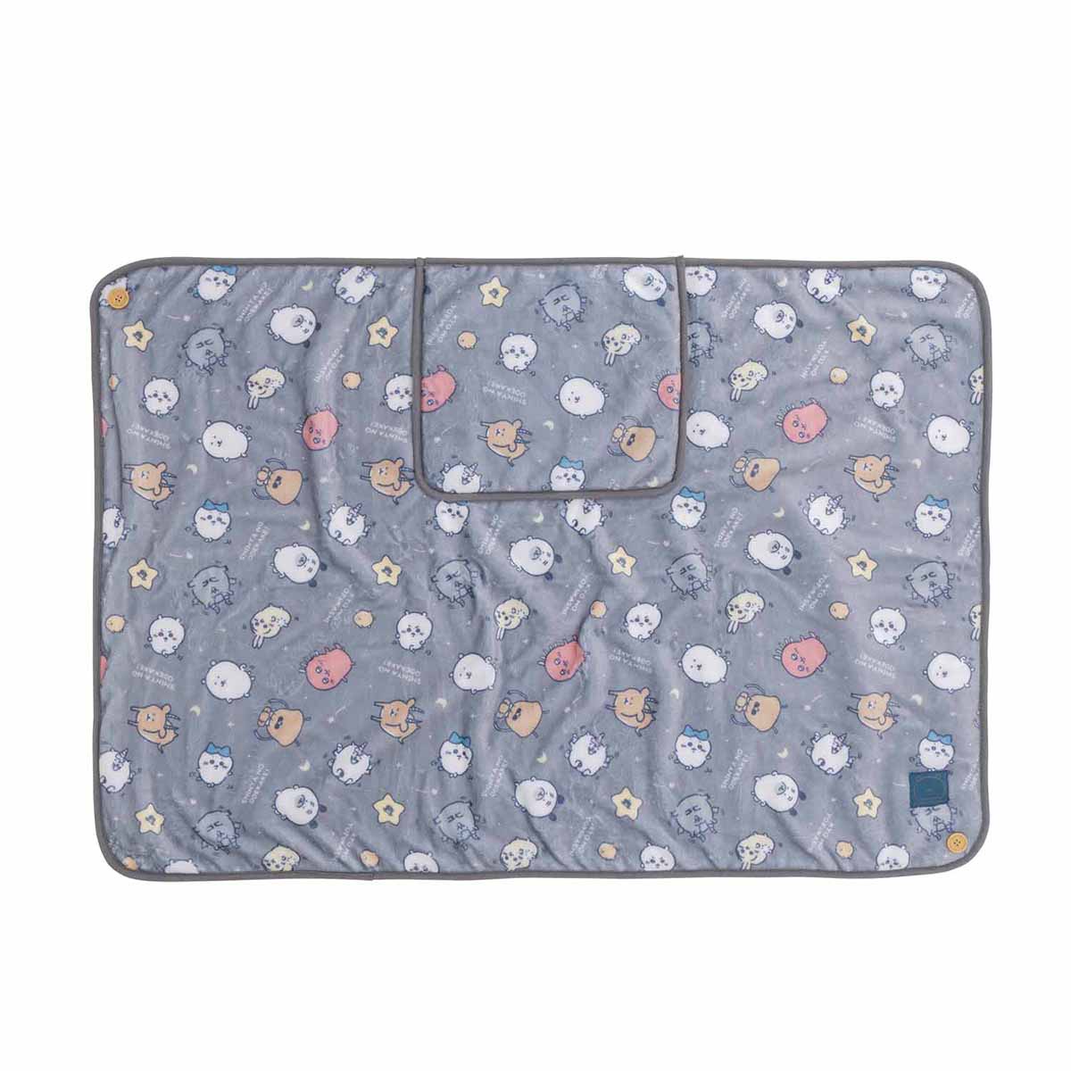 長野角色溫暖的3way毯子（灰色） ナガノキャラクターズ あったか収納ポケット付き3WAYブランケット（グレー）