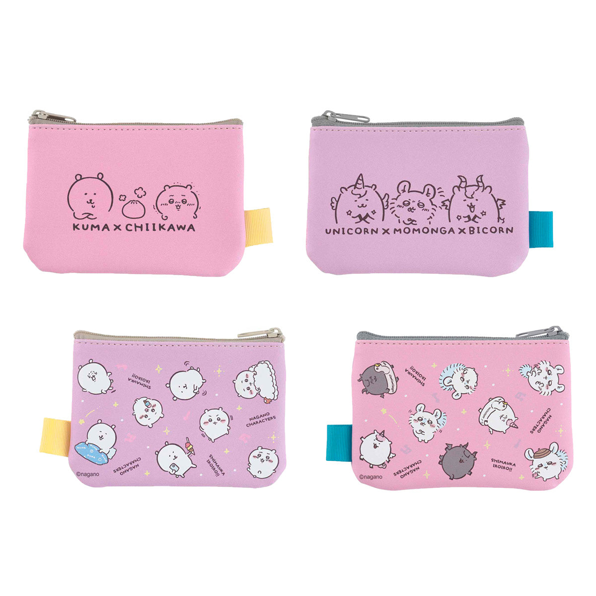 長野字符集2個小袋（粉紅色X紫色） ナガノキャラクターズ 2個セットポーチ（ピンク×パープル）