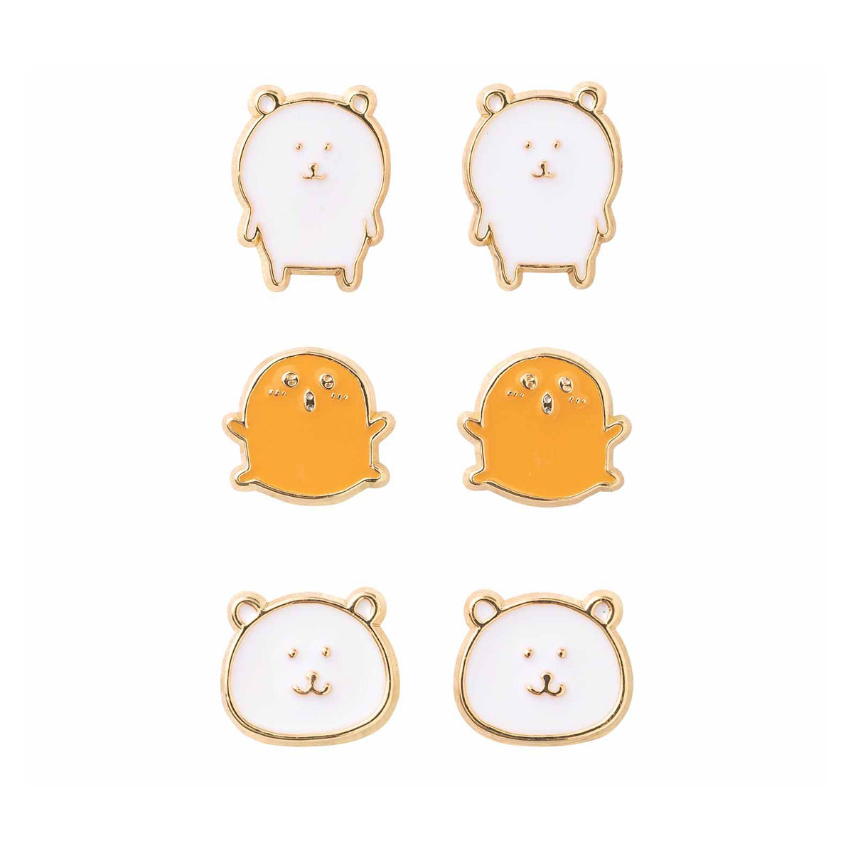 長野市場3件耳環（黃金） ナガノマーケット 3個セットピアス（ゴールド）