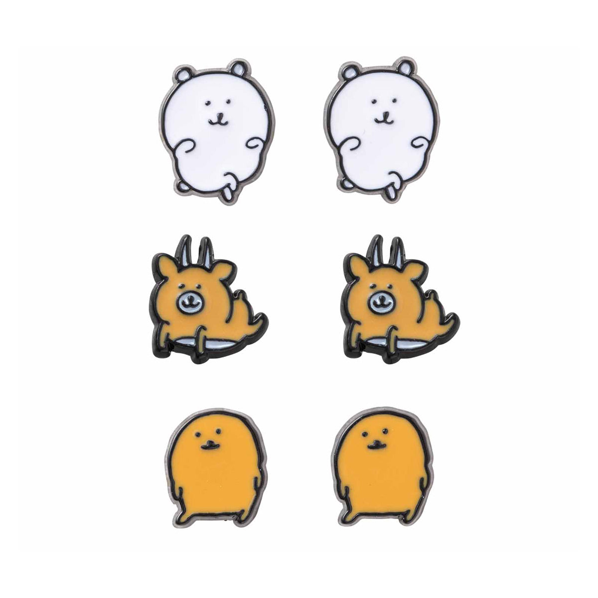 長野市場3件耳環（黑色） ナガノマーケット 3個セットピアス（ブラック）