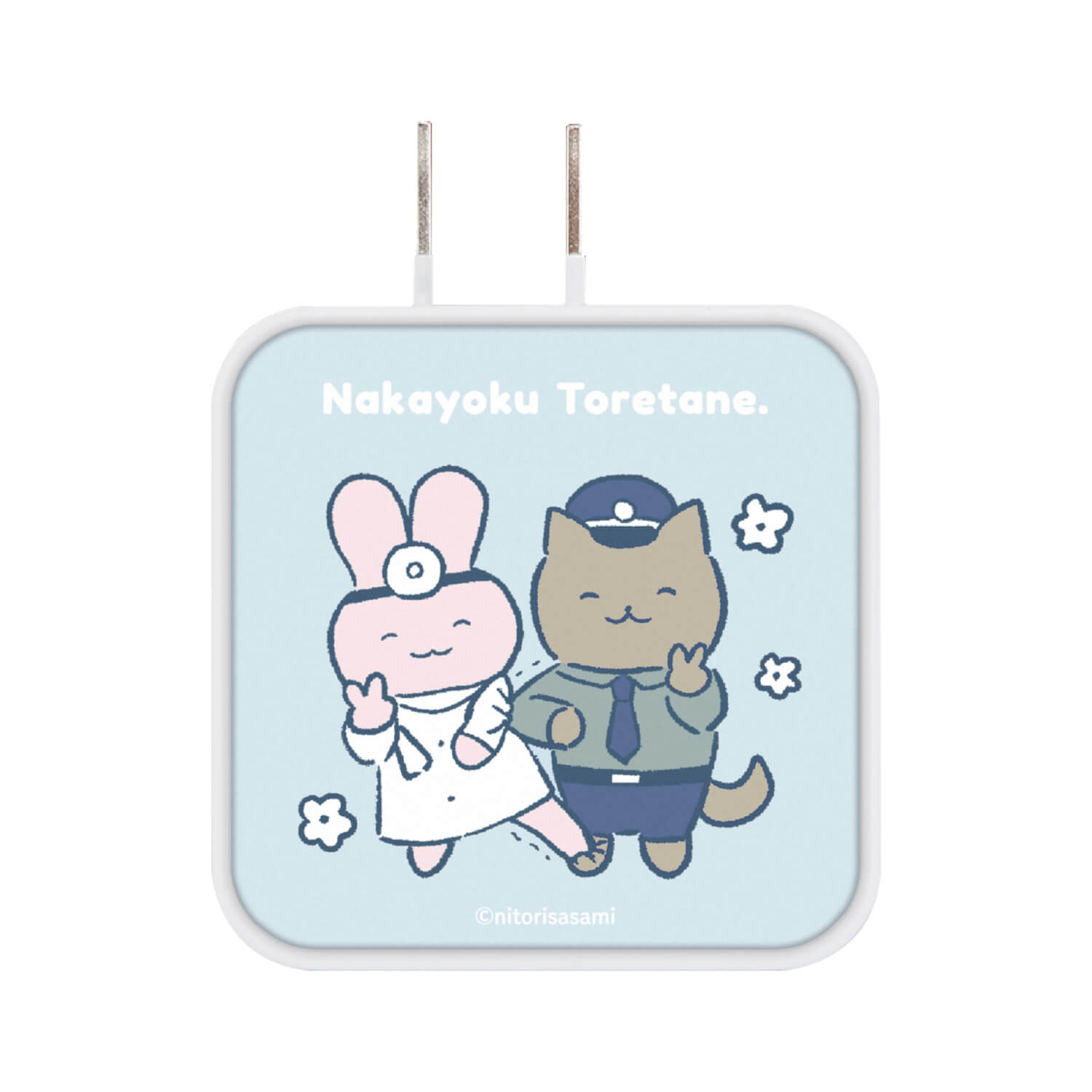 小白虎與黑虎蝦 USB/USB Type-C 充電器 (兔兔醫生與狗狗警察) ホワイトタイガーとブラックタイガー USB/USBType-C　ACアダプタ（うさぎ先生と犬のおまわりさん）