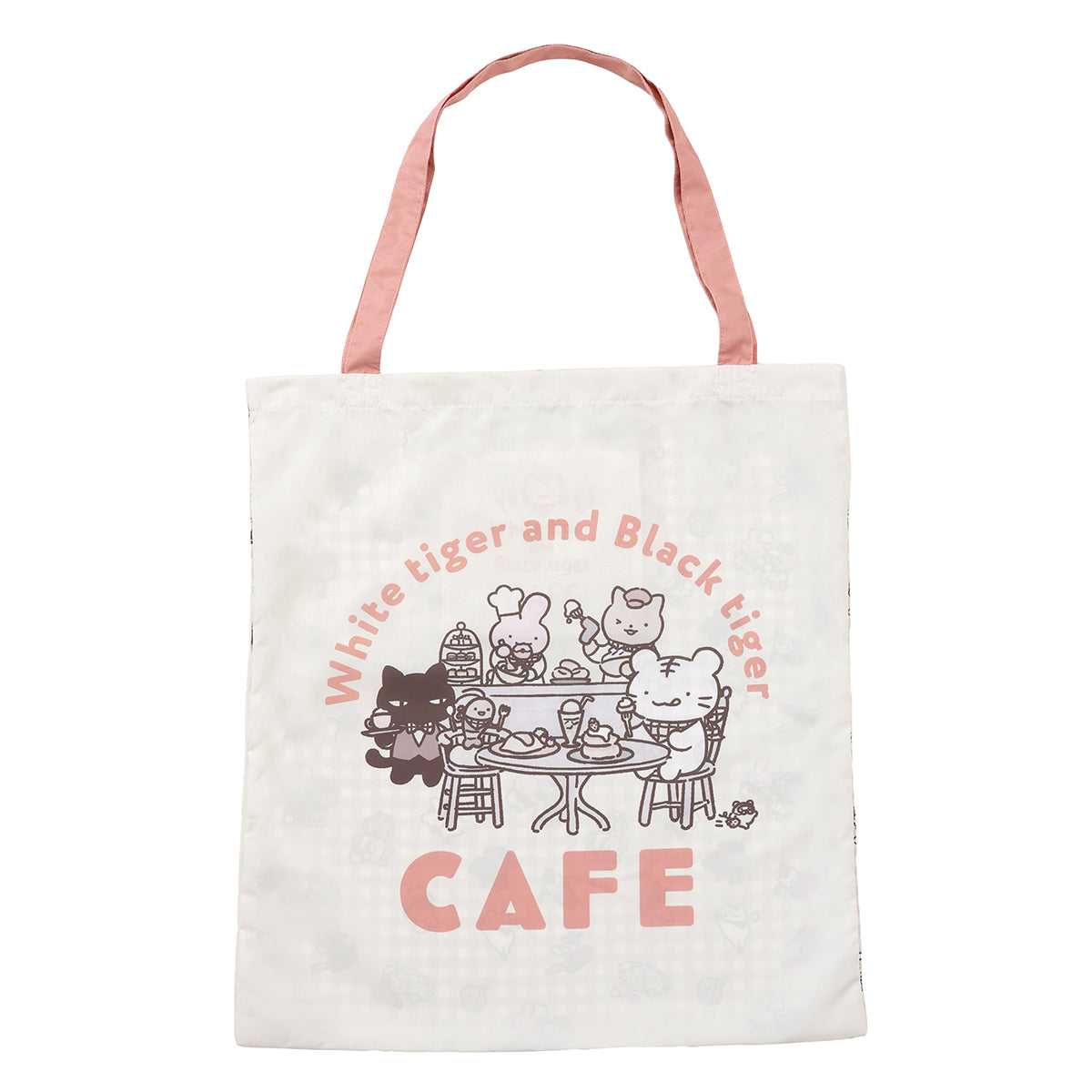 小白虎與黑虎蝦 咖啡廳 環保袋 主視覺 原色 ホワイトタイガーとブラックタイガーカフェ エコバッグ メインビジュアル ナチュラル ONE