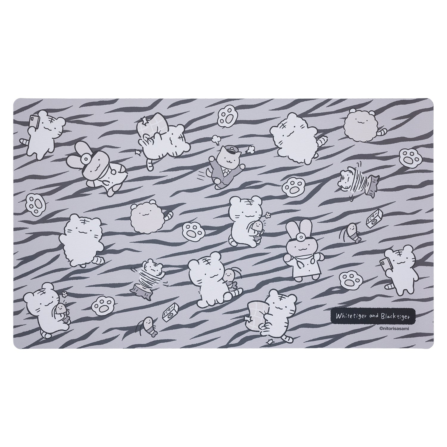 小白虎與黑虎蝦 桌墊（ToraTora圖案） ホワイトタイガーとブラックタイガー デスクマット（トラトラ柄）