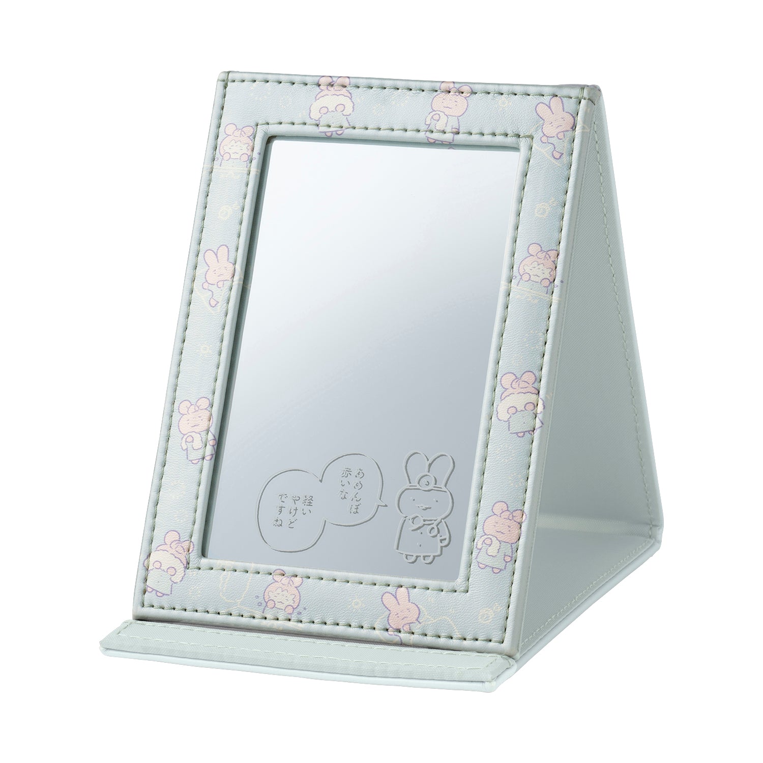 小白虎與黑虎蝦 折疊式鏡子（兔兔醫生的早晨） ホワイトタイガーとブラックタイガー 折りたたみスタンドミラー（うさぎ先生の朝）