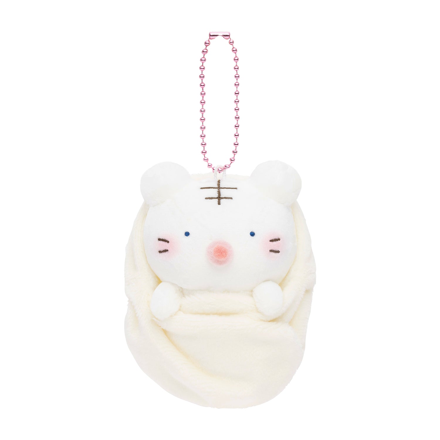 小白虎與黑虎蝦 襁褓吊飾（小白虎） ホワイトタイガーとブラックタイガー おくるみマスコット（ホワイトタイガー）