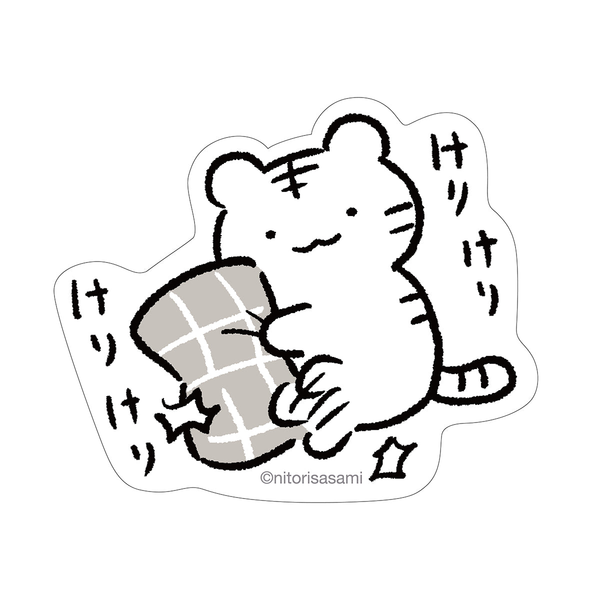 小白虎與黑虎蝦 適用於手機的貼紙（踢踢） ホワイトタイガーとブラックタイガー スマホに貼れるサイズのステッカー（けりけり）