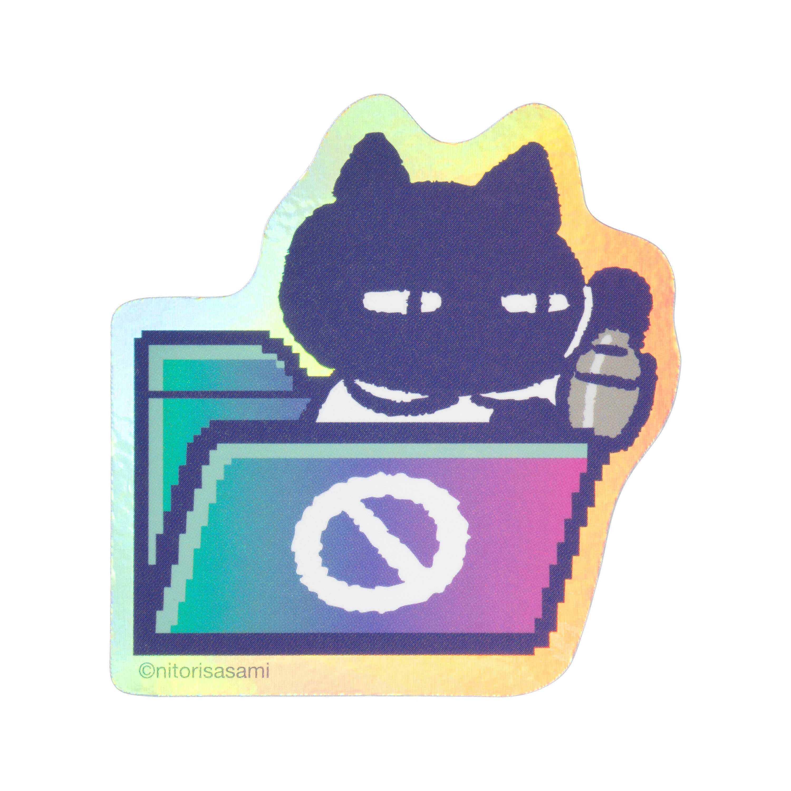 小白虎與黑虎蝦 有趣的網路 適用於手機的全息貼紙（資料夾風Black Cat Master） ホワイトタイガーとブラックタイガー たのしいインターネット スマホに貼れるサイズのホログラムステッカー（フォルダなマスター）