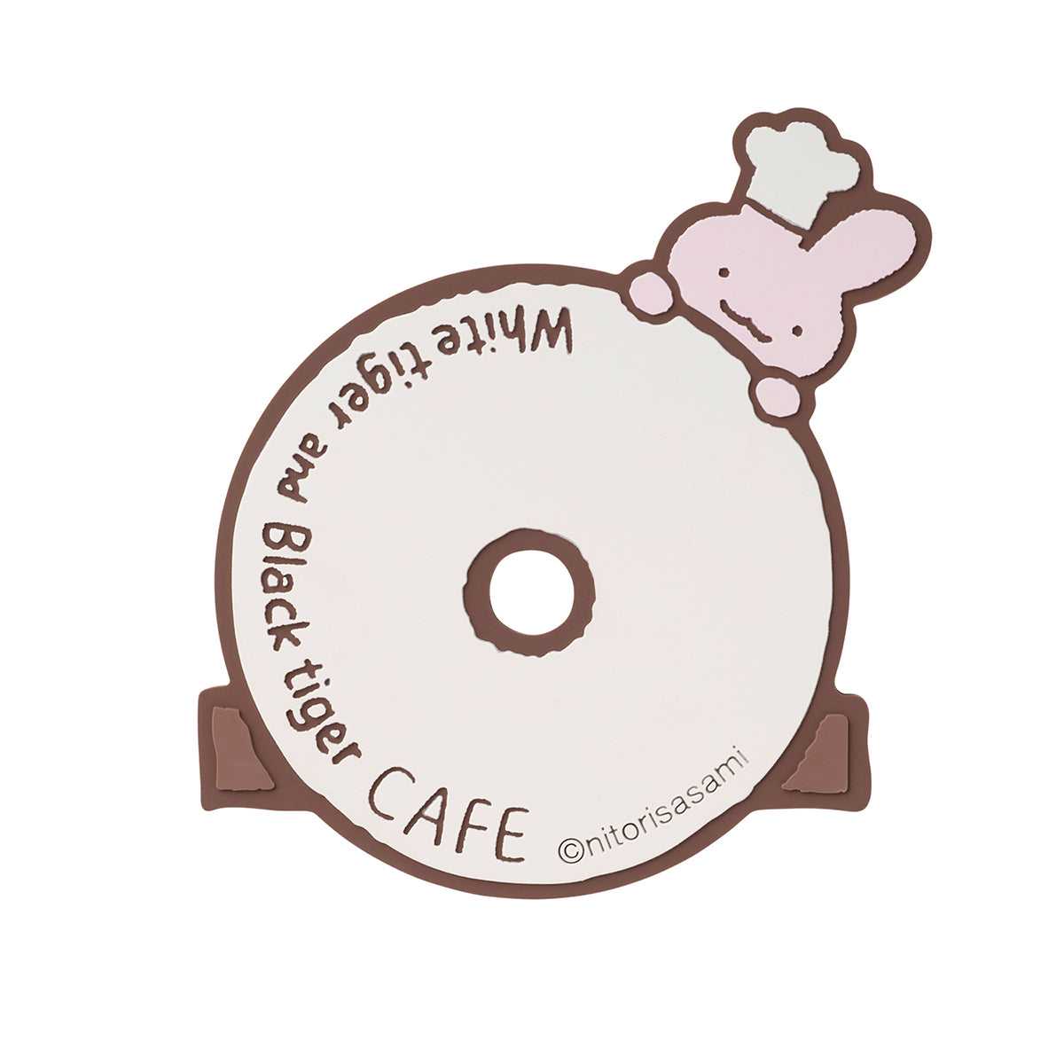 小白虎與黑虎蝦 咖啡廳 鏡框橡膠杯墊 ホワイトタイガーとブラックタイガーカフェ 額帯鏡ラバーコースター