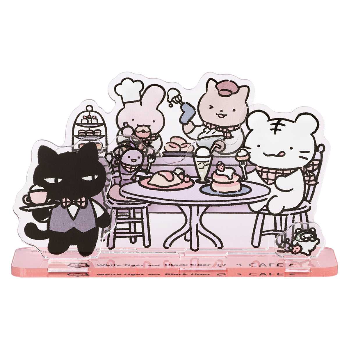 小白虎與黑虎蝦 咖啡廳 分層壓克力立牌 ホワイトタイガーとブラックタイガーカフェ レイヤーアクリルスタンド