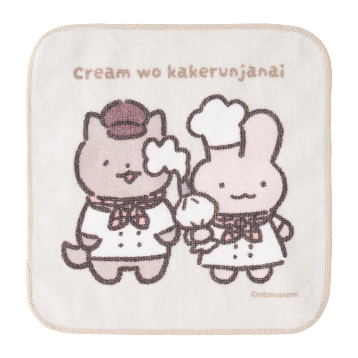 小白虎與黑虎蝦 咖啡廳 擦手巾（cream wo kakerunjanai） ホワイトタイガーとブラックタイガーカフェ ハンドタオル（cream wo kakerunjanai）