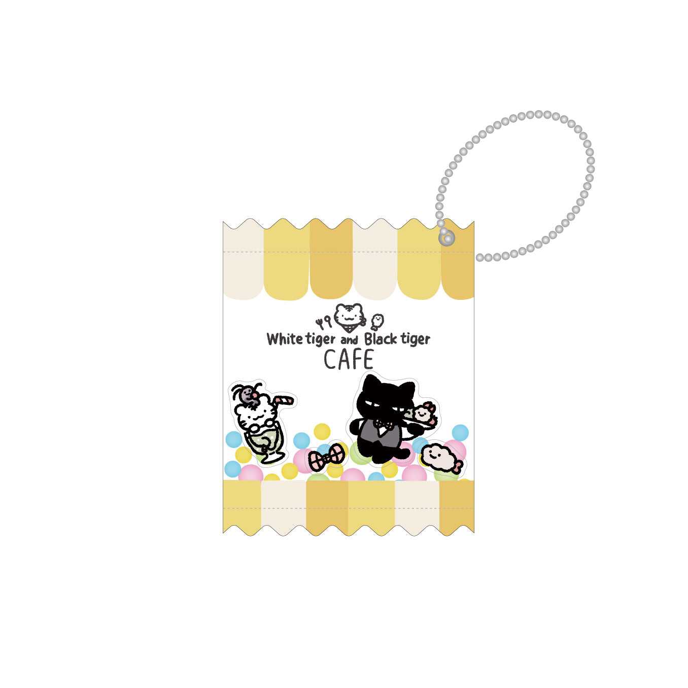 小白虎與黑虎蝦 咖啡廳 搖搖鑰匙圈（Black Cat Master） ホワイトタイガーとブラックタイガーカフェ シャカシャカキーホルダー（マスター）