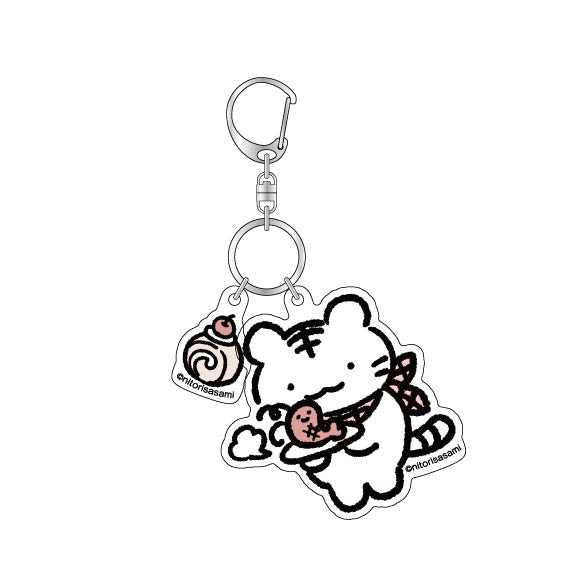 小白虎與黑虎蝦咖啡廳 雙聯壓克力鑰匙圈（A.小白虎與黑虎蝦） ホワイトタイガーとブラックタイガーカフェ 二連アクリルキーホルダー（A.ホワイトタイガーとブラックタイガー）