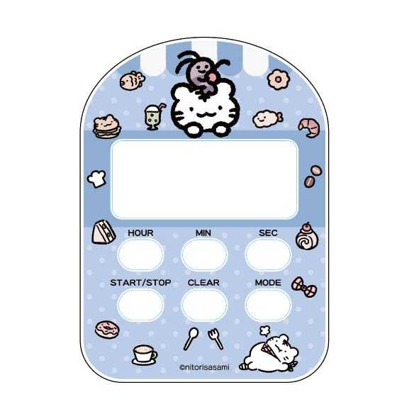 小白虎與黑虎蝦 咖啡廳 計時鐘（藍色） ホワイトタイガーとブラックタイガーカフェ タイマークロック（ブルー）