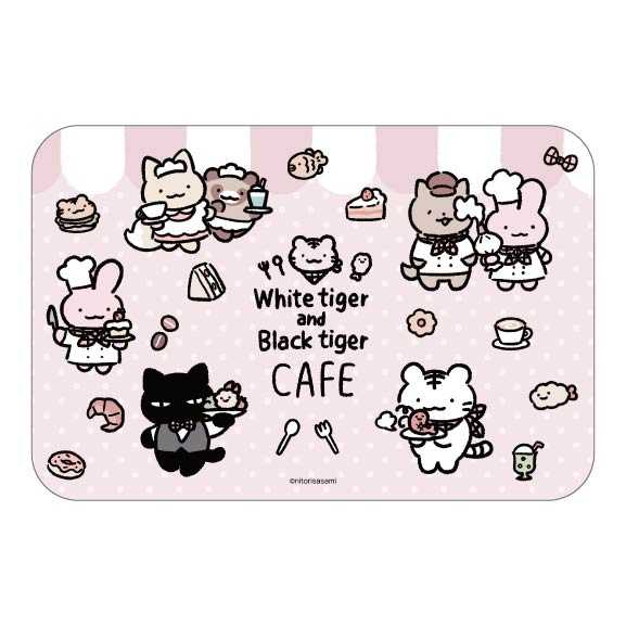 小白虎與黑虎蝦 咖啡廳 地墊 ホワイトタイガーとブラックタイガーカフェ フロアマット