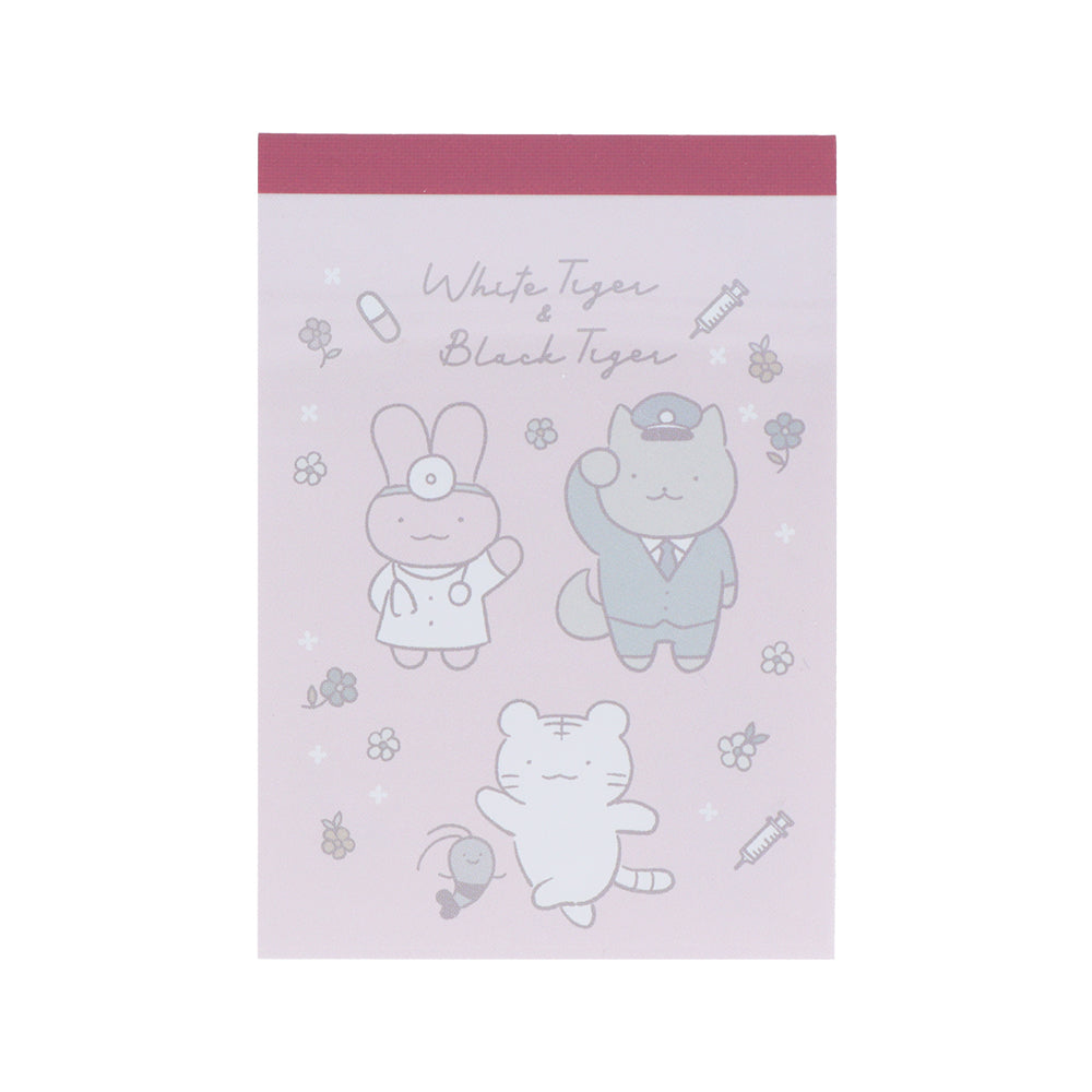 小白虎與黑虎蝦 迷你便條紙 – 粉紅色 ホワイトタイガーとブラックタイガー メモミニ ピンク