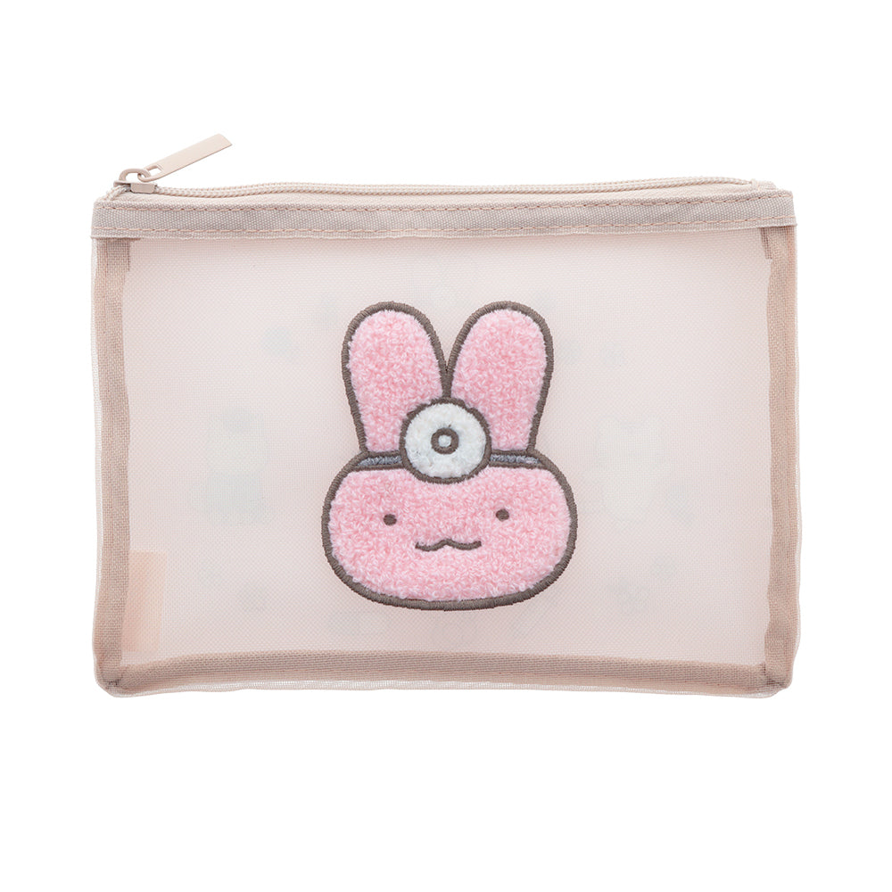 小白虎與黑虎蝦 刺繡網眼收納袋 – U ホワイトタイガーとブラックタイガー サガラ刺繍メッシュポーチ U