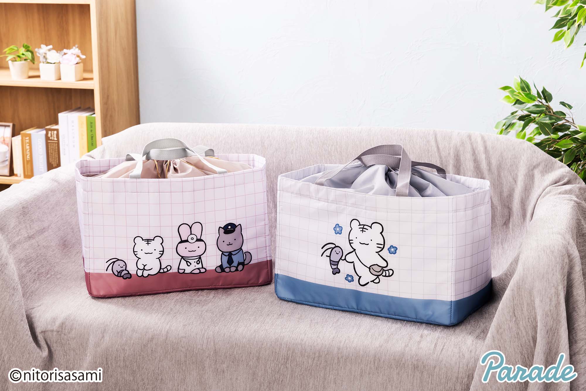 【娃娃機5月景品】ホワイトタイガーとブラックタイガー レジカゴバッグ white_tiger_and_black_tiger_shopping_basket_bag