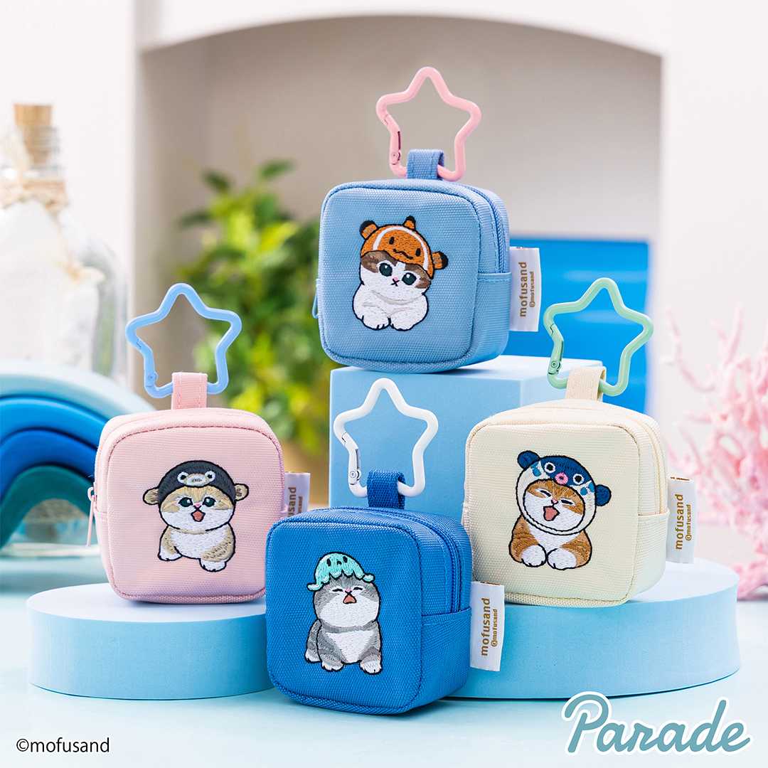 【娃娃機7月景品】mofusand カラビナつき刺繍スクエアミニポーチ
