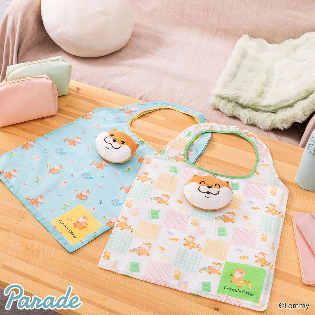 【娃娃機3月景品】可愛い嘘のカワウソ おかおポーチ付きエコバッグ